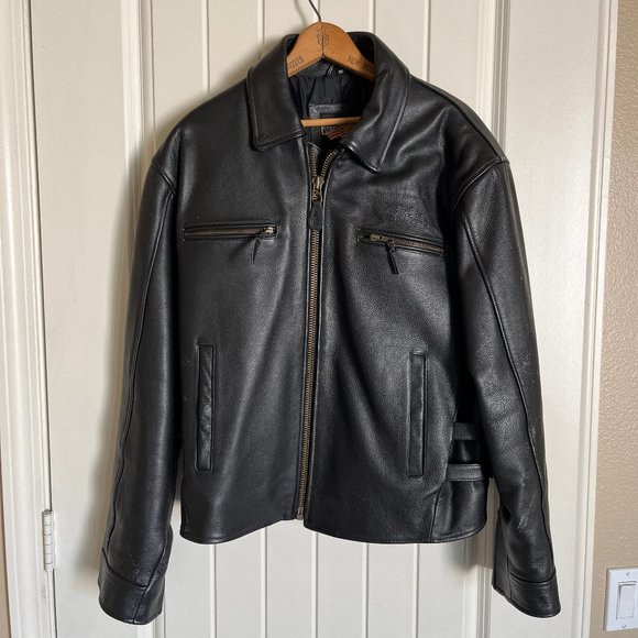 Vintage Easyriders Men's Padded Black Pebbled Leather Touring Jacket Size M - Picture 1 of 5
